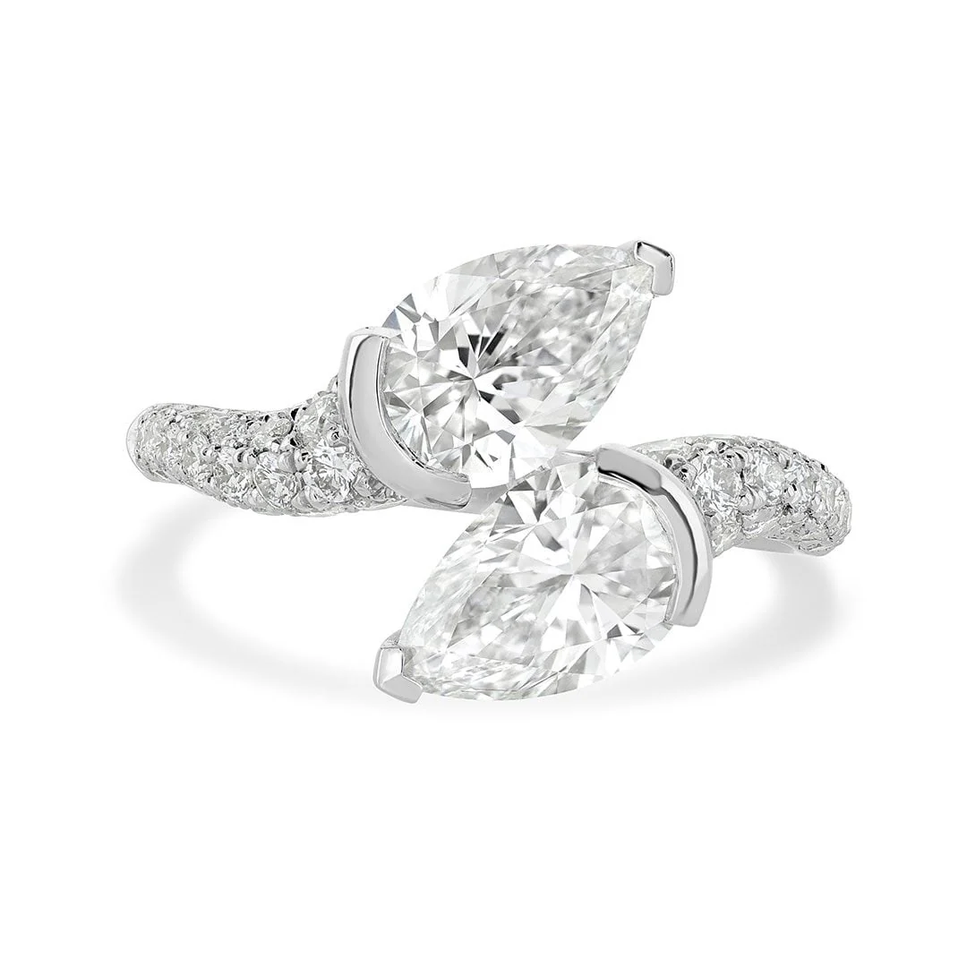 Pearfection Platinum Diamond Ring