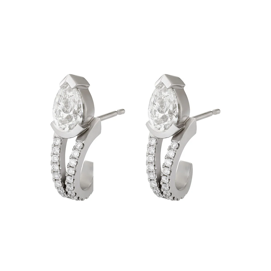 Pearfection White Gold Pear Shape Diamond Earrings - Image 3