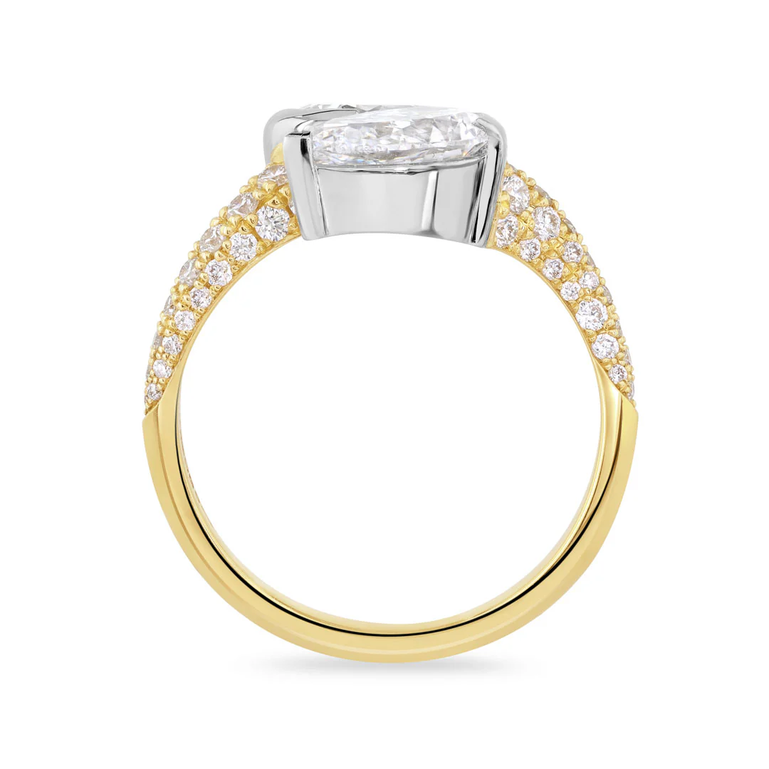 Pearfection Yellow Gold & Platinum Diamond Ring - Image 3