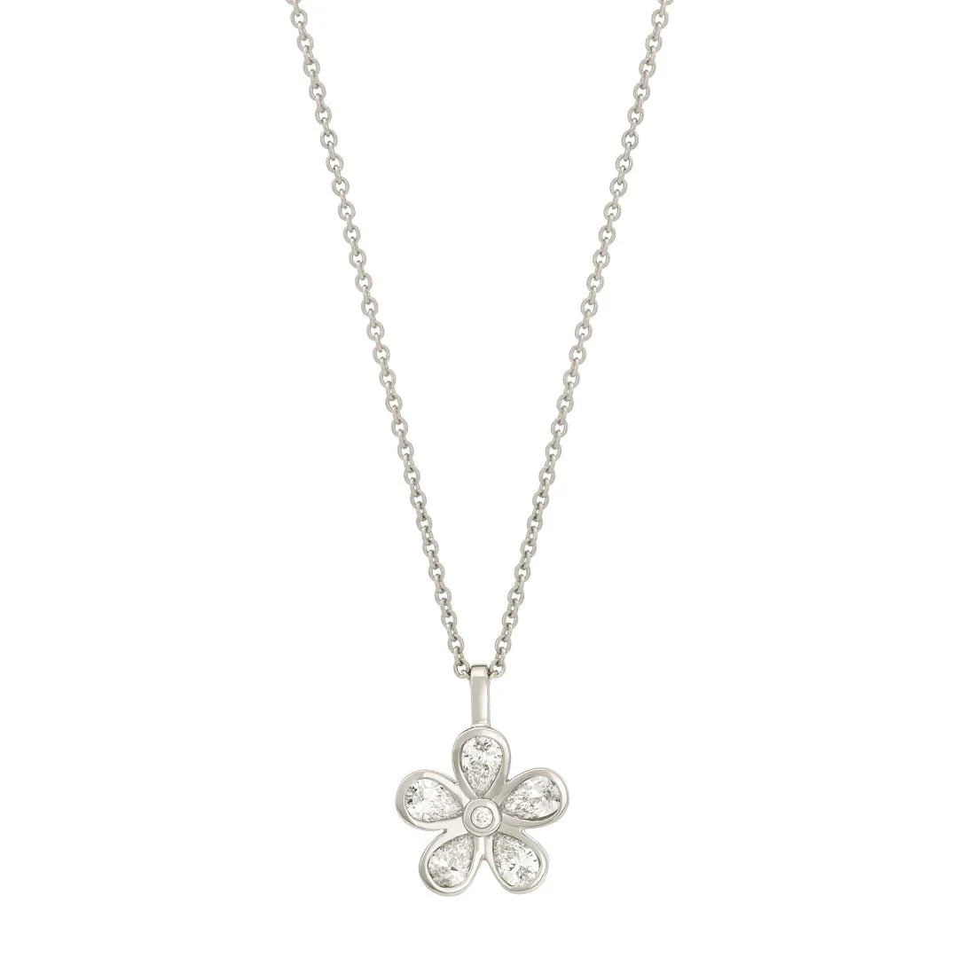 Petal Power Platinum Pear Cut Diamond Pendant