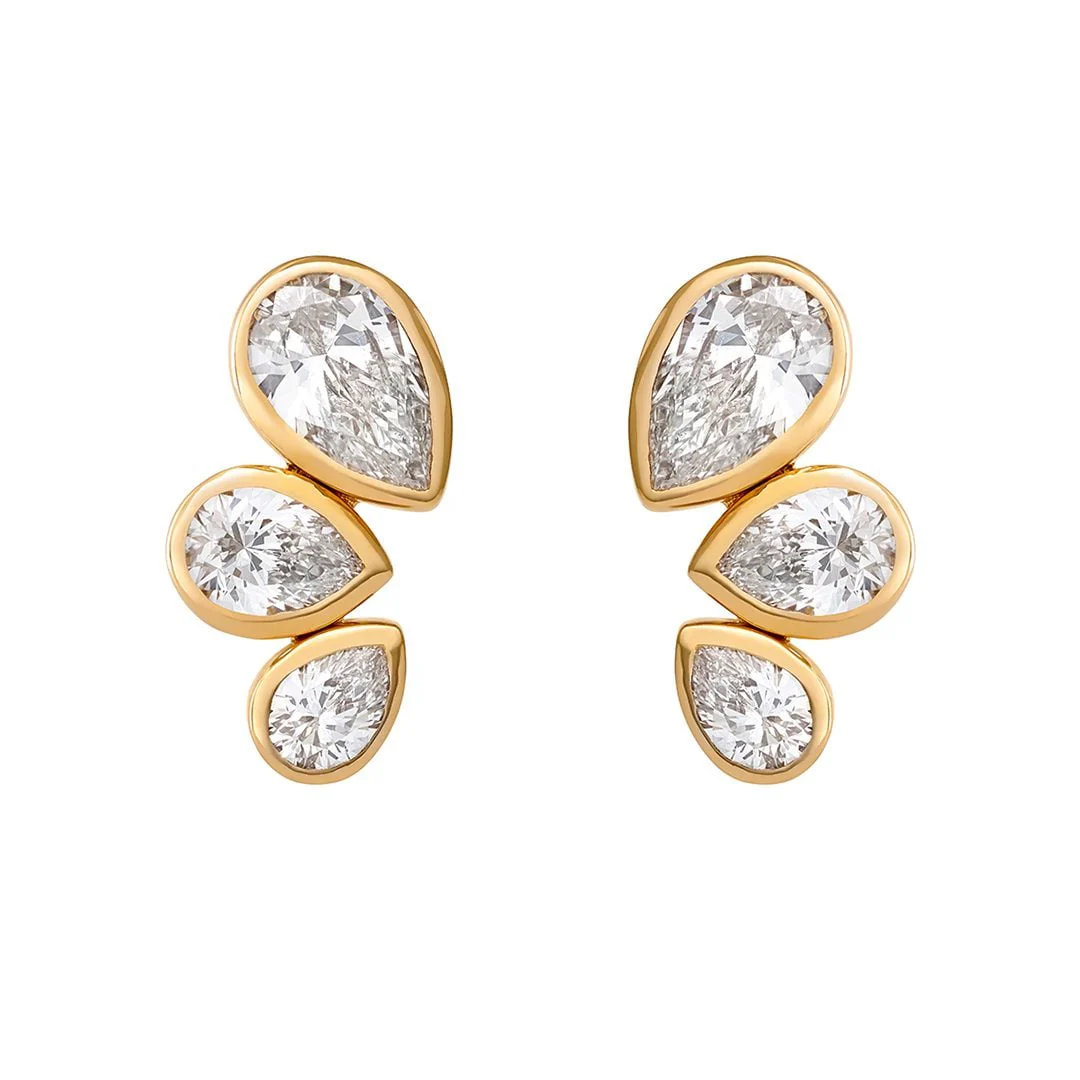 Petal Power Rose Gold Pear Cut Diamond Earrings