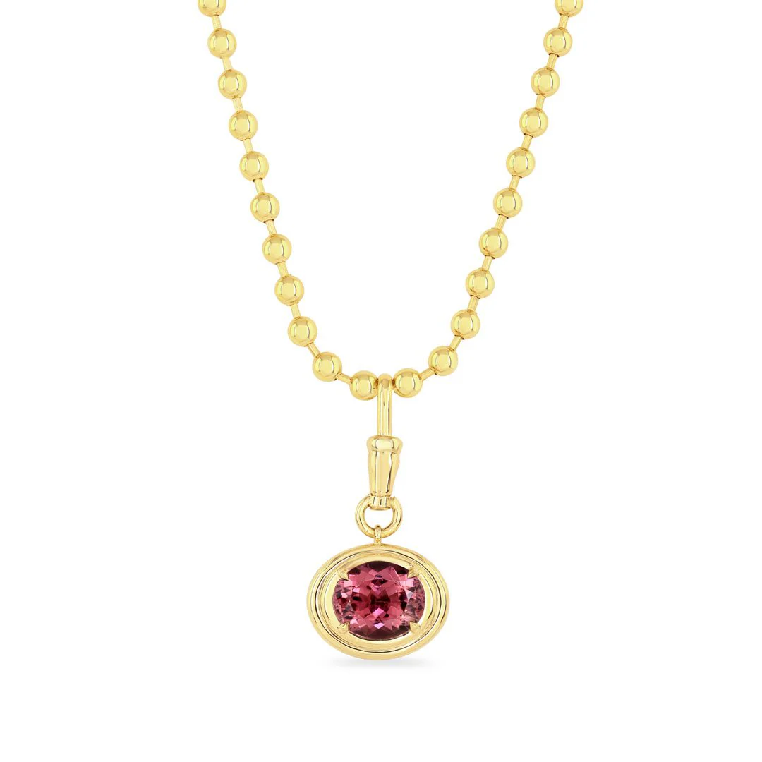 Pink Tourmaline & Diamond Reversible Pendant Charm - Image 5