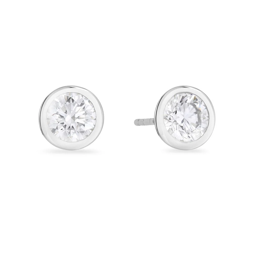 Day Diamonds Platinum Round Brilliant Cut Diamond Stud Earrings
