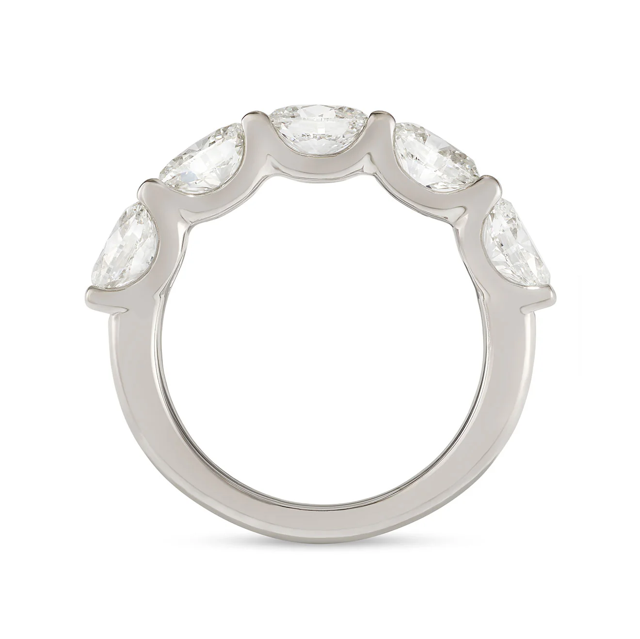 Signature Platinum Oval Cut Diamond Five Stone Eternity Ring - Image 4
