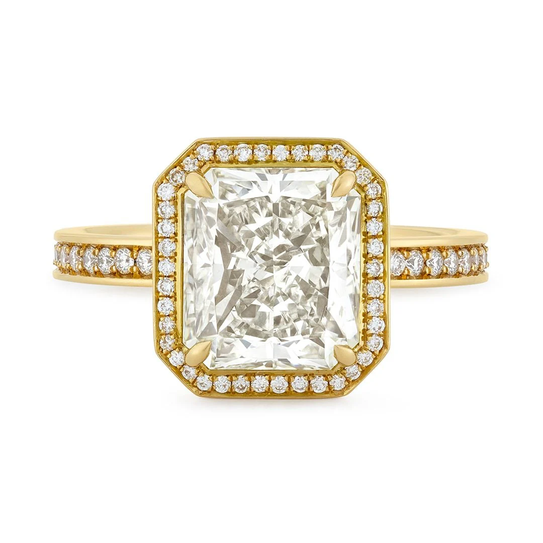 Rose Gold Radiant Cut Halo Diamond Ring