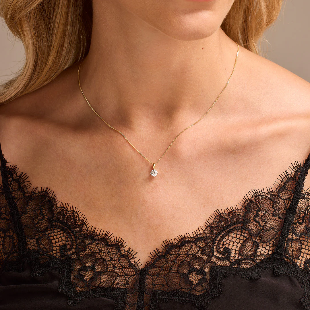Diamond Classics Yellow Gold Round Brilliant Cut Diamond Pendant - Image 2