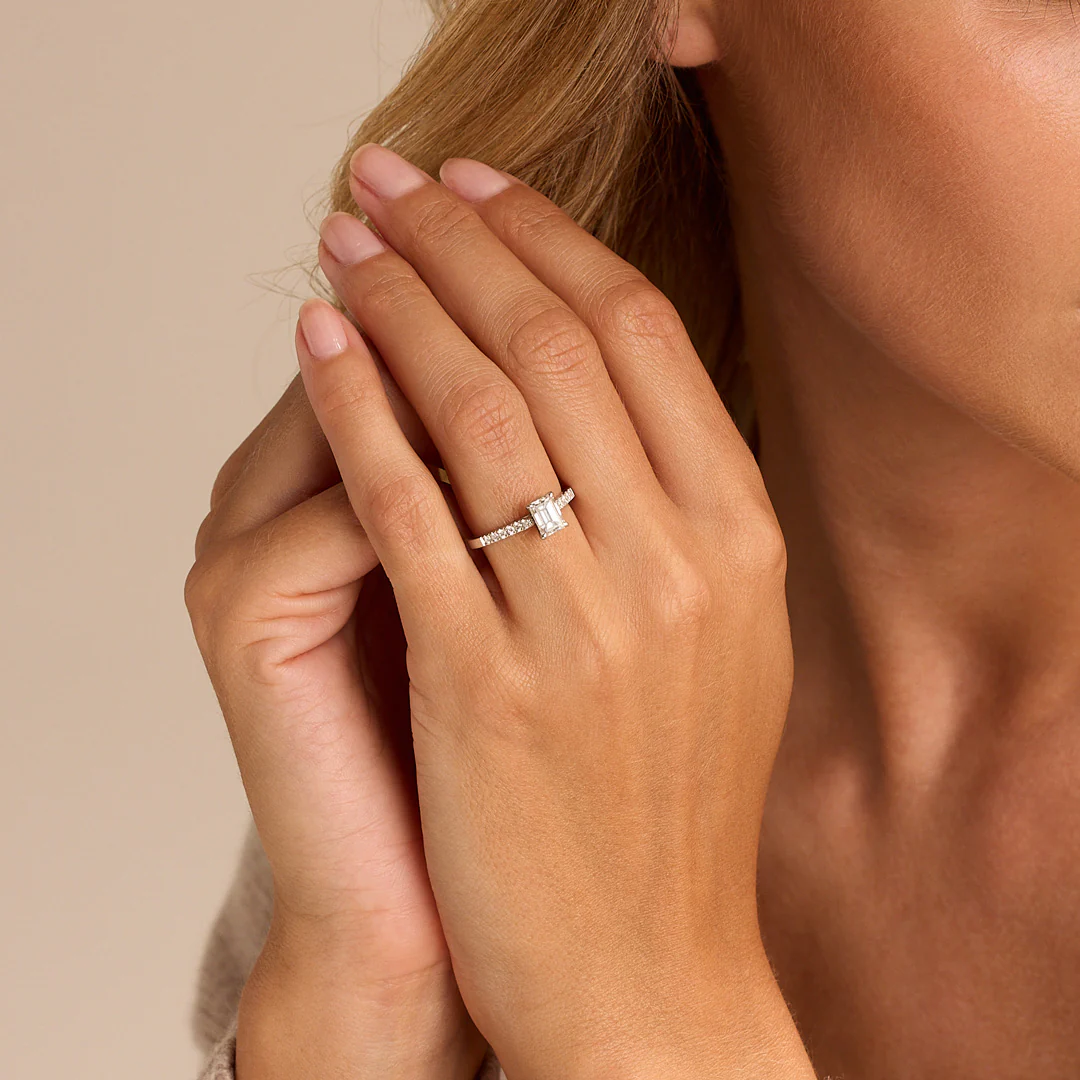 Signature Platinum Emerald Cut Diamond Ring - Image 2