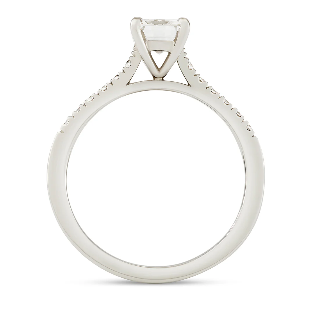 Signature Platinum Emerald Cut Diamond Ring - Image 4
