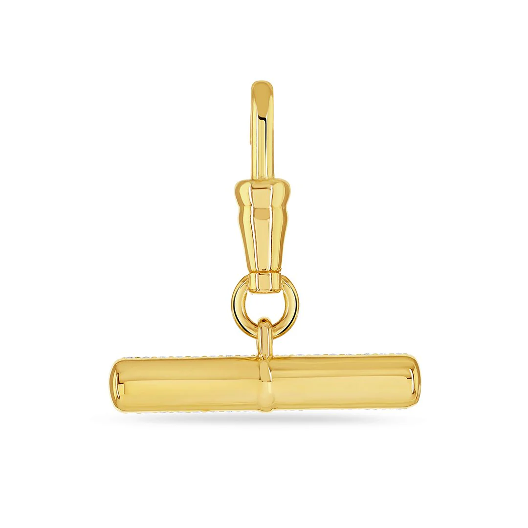 Yellow Gold T-Bar Diamond Pendant Charm - Image 3