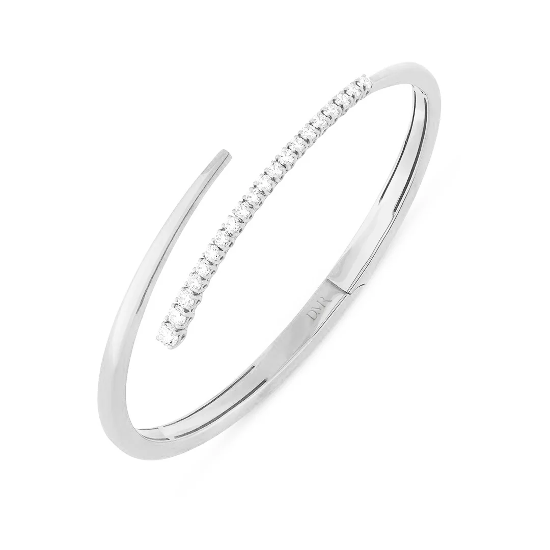 White Gold Crossover Diamond Bangle - Image 3