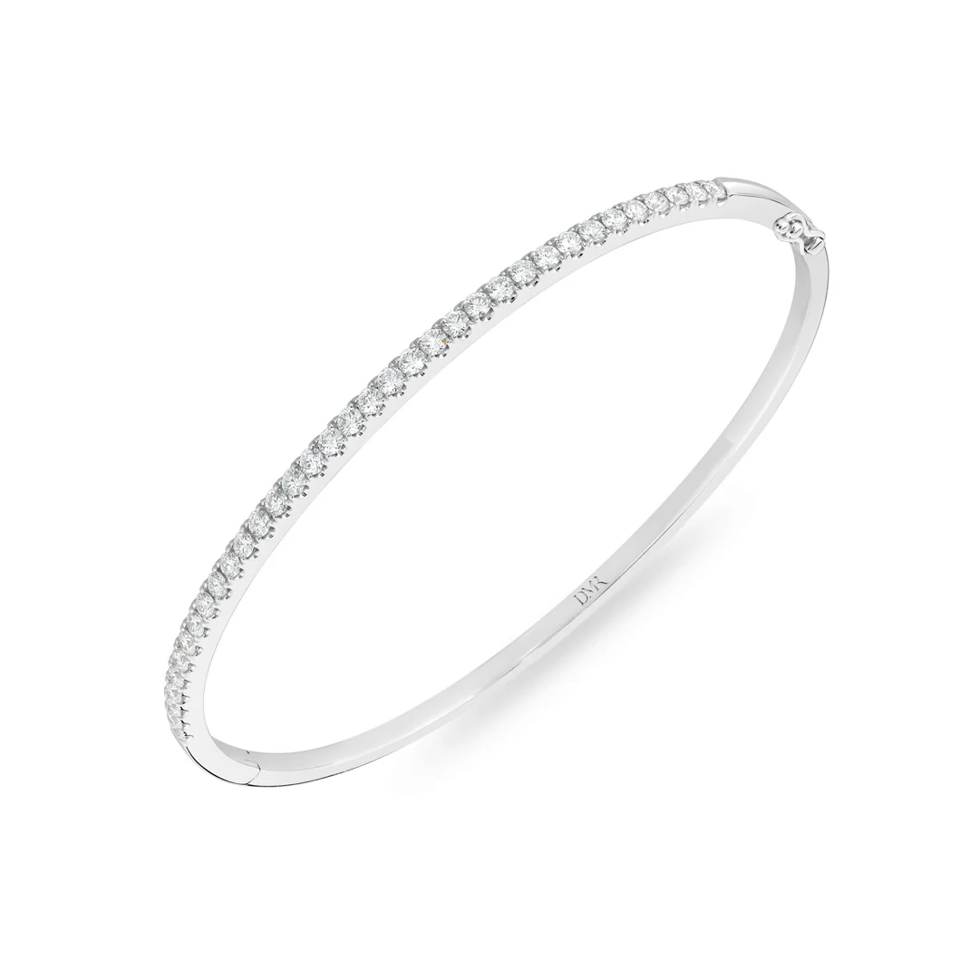 Love Lines White Gold Diamond Stacking Bangle - Image 3