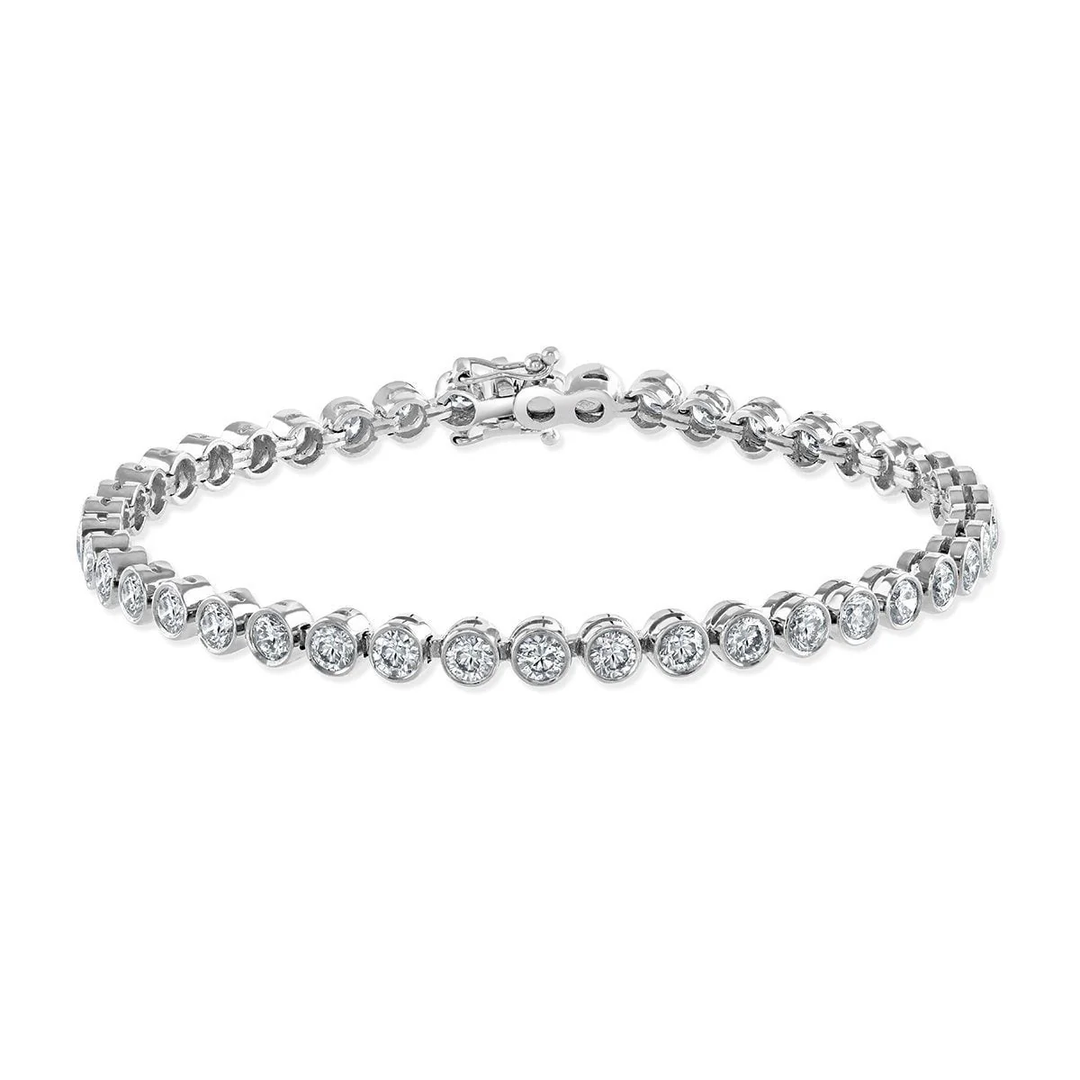White Gold Bezel Set Round Cut Diamond Bracelet