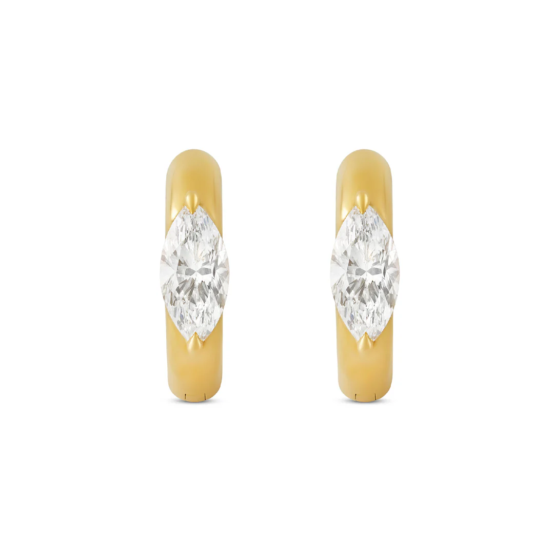 Day Diamonds Yellow Gold Diamond Hinged Hoop Earrings - Image 3