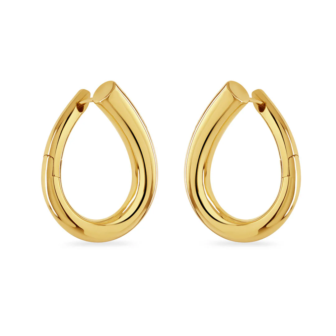 18ct Yellow Gold Hinged Hoop Earrings - Image 3