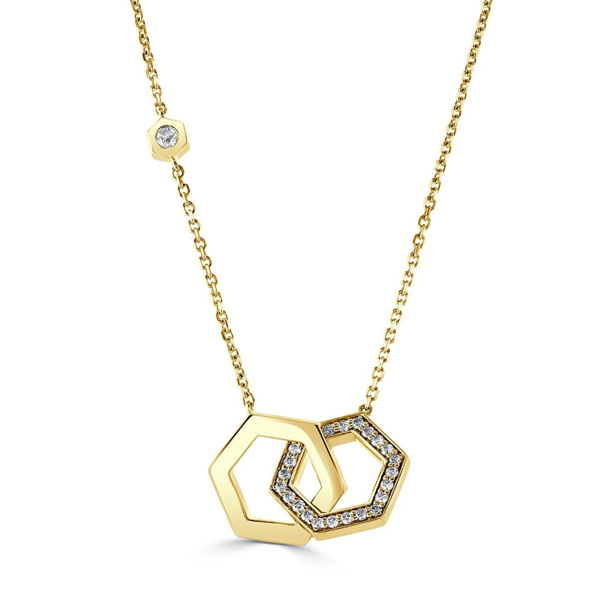 Honeycomb Yellow Gold Diamond Pendant