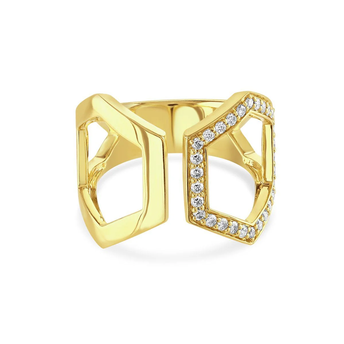Honeycomb Yellow Gold Diamond Ring