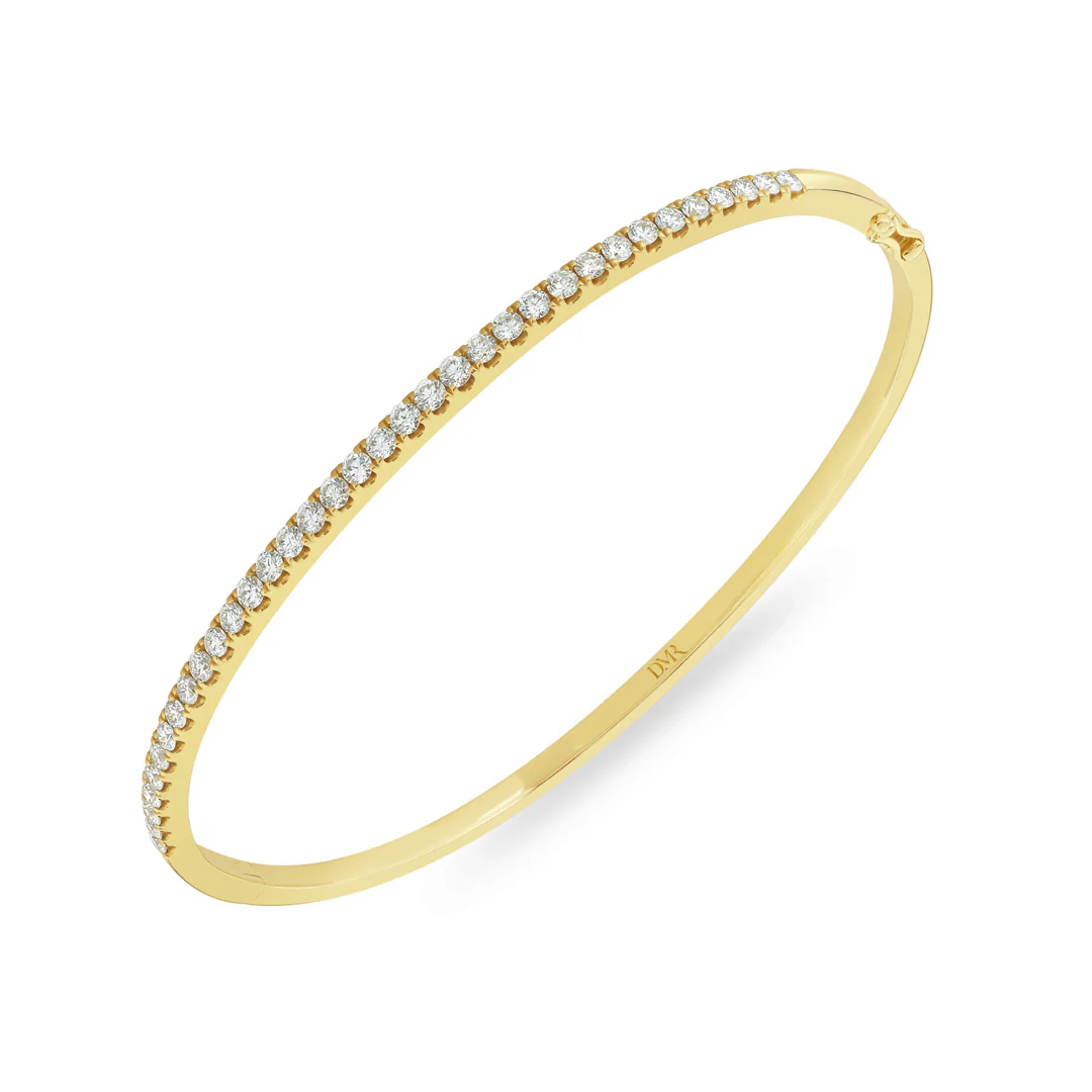 Love Lines Yellow Gold Diamond Stacking Bangle - Image 3