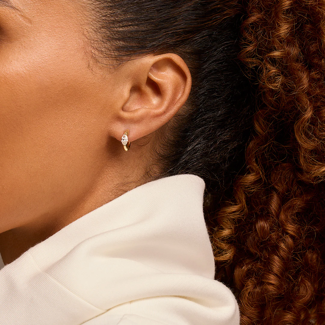 Day Diamonds Yellow Gold Marquise Cut Diamond Hoop Earrings - Image 2