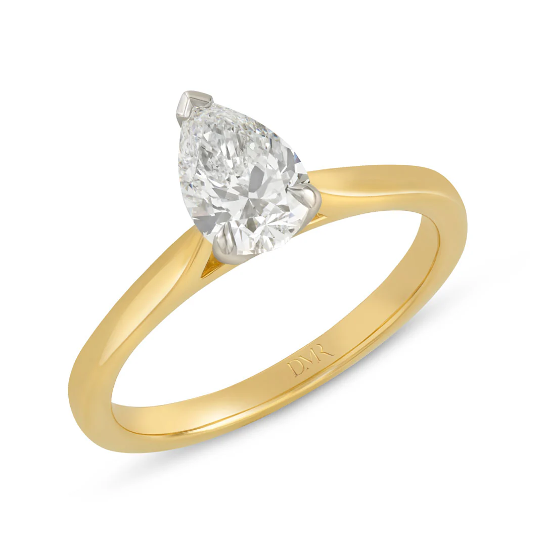 18ct Yellow Gold Pear Shape Diamond Solitaire Ring - Image 3