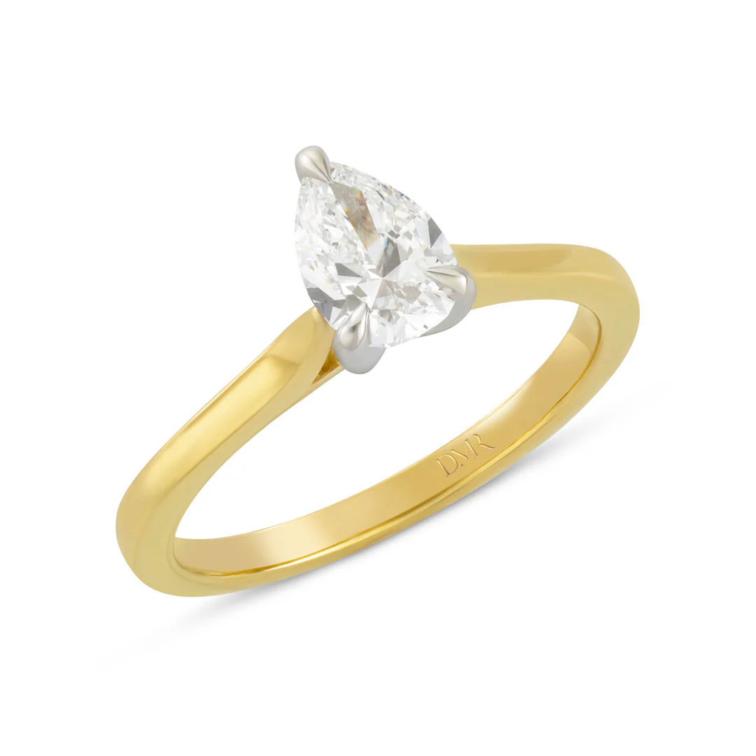 Signature Yellow Gold Pear Shape Diamond Engagement Ring - Image 3