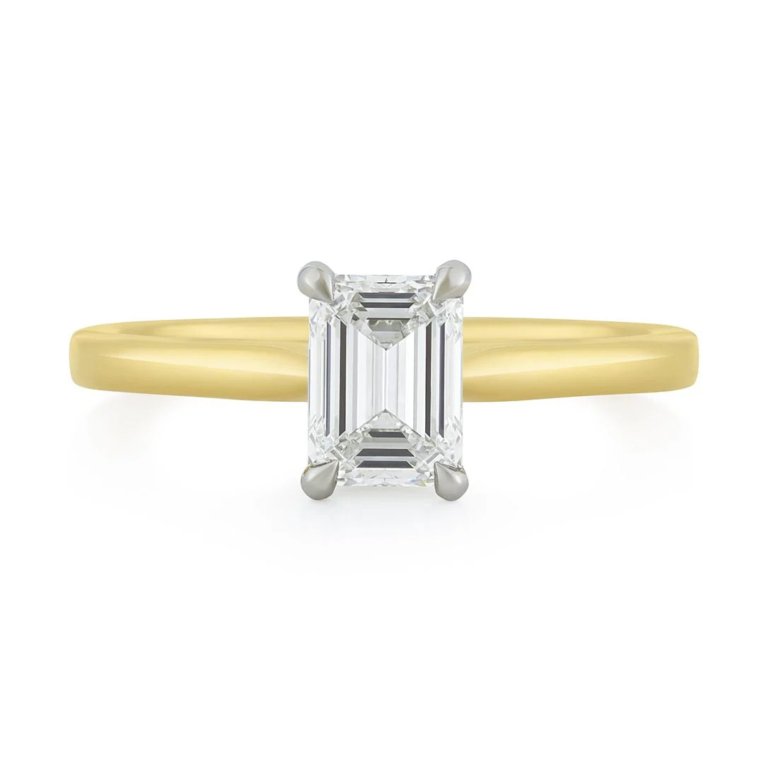 Signature Yellow Gold & Platinum Emerald Cut Diamond Ring