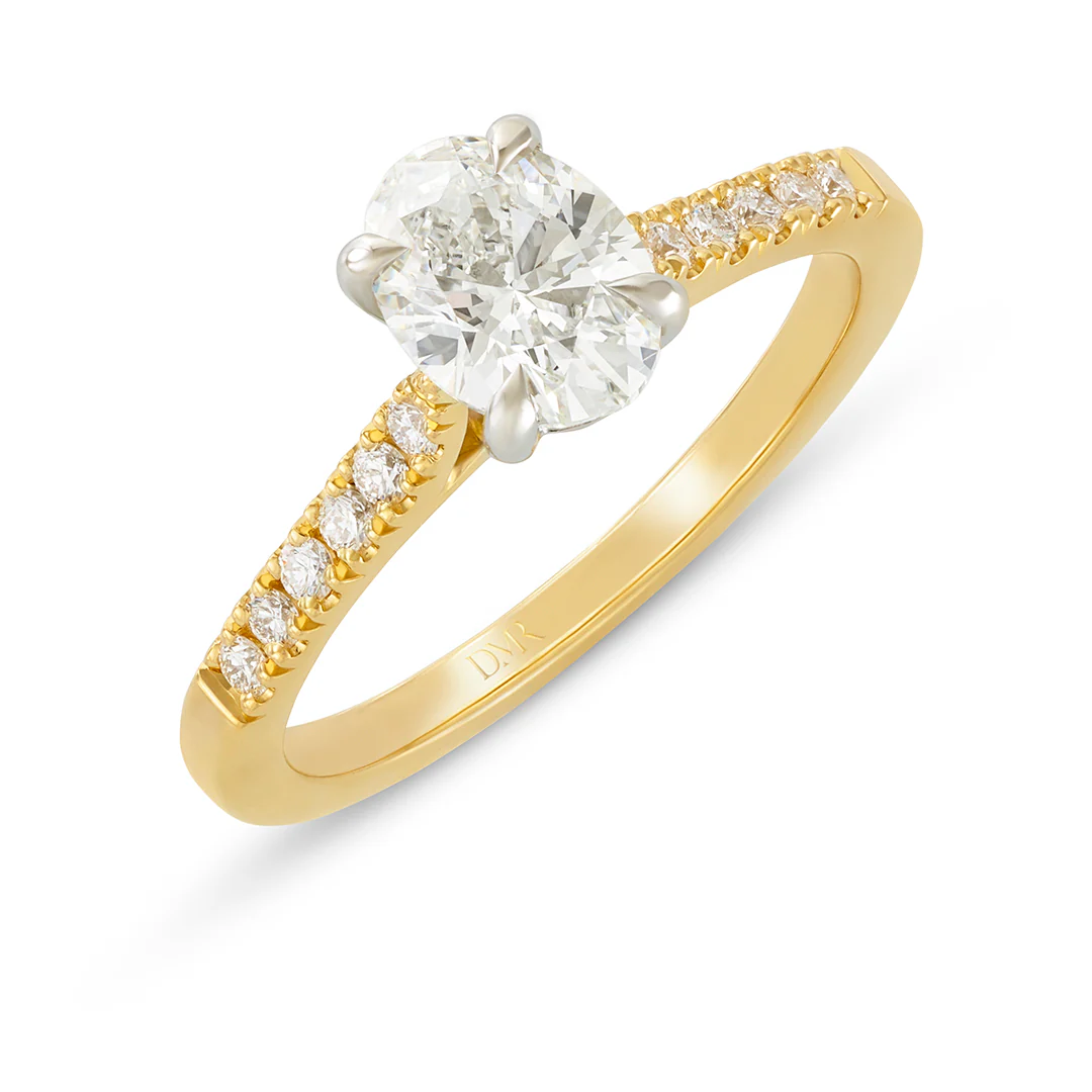 Yellow Gold & Platinum Oval Cut Diamond Solitaire Ring - Image 3
