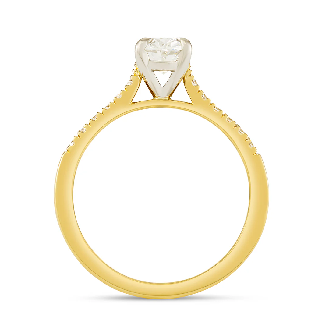 Yellow Gold & Platinum Oval Cut Diamond Solitaire Ring - Image 4