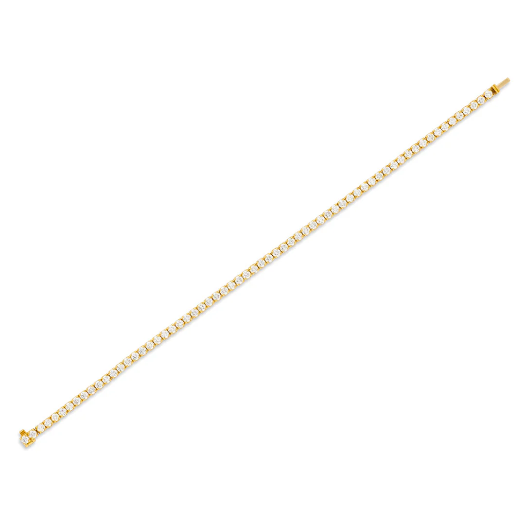 Yellow Gold Round Brilliant Cut Diamond Tennis Bracelet - Image 3