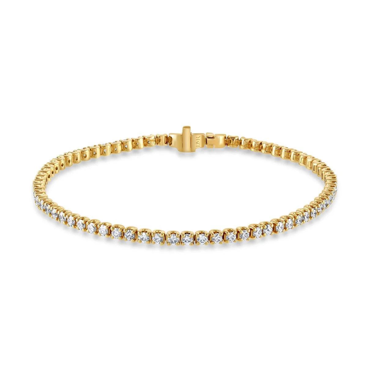 Yellow Gold Round Brilliant Cut Diamond Tennis Bracelet