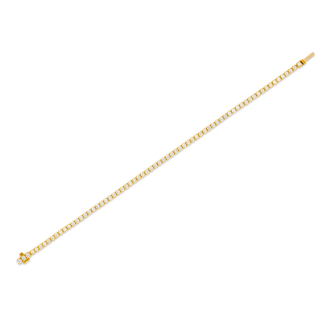Yellow Gold Round Brilliant Cut Diamond Tennis Bracelet - Image 3