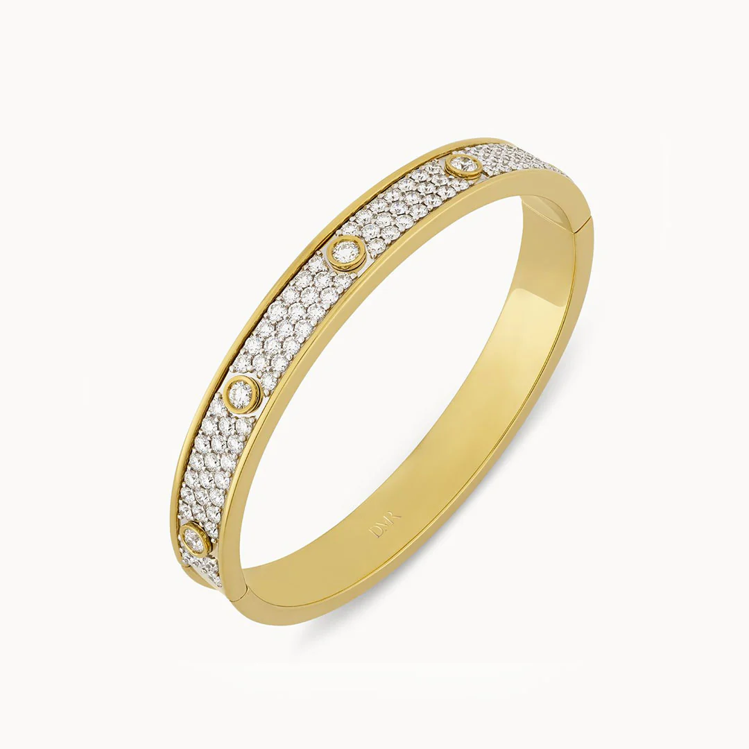 Day Diamonds Yellow & White Gold Pavé Diamond Bangle - Image 3